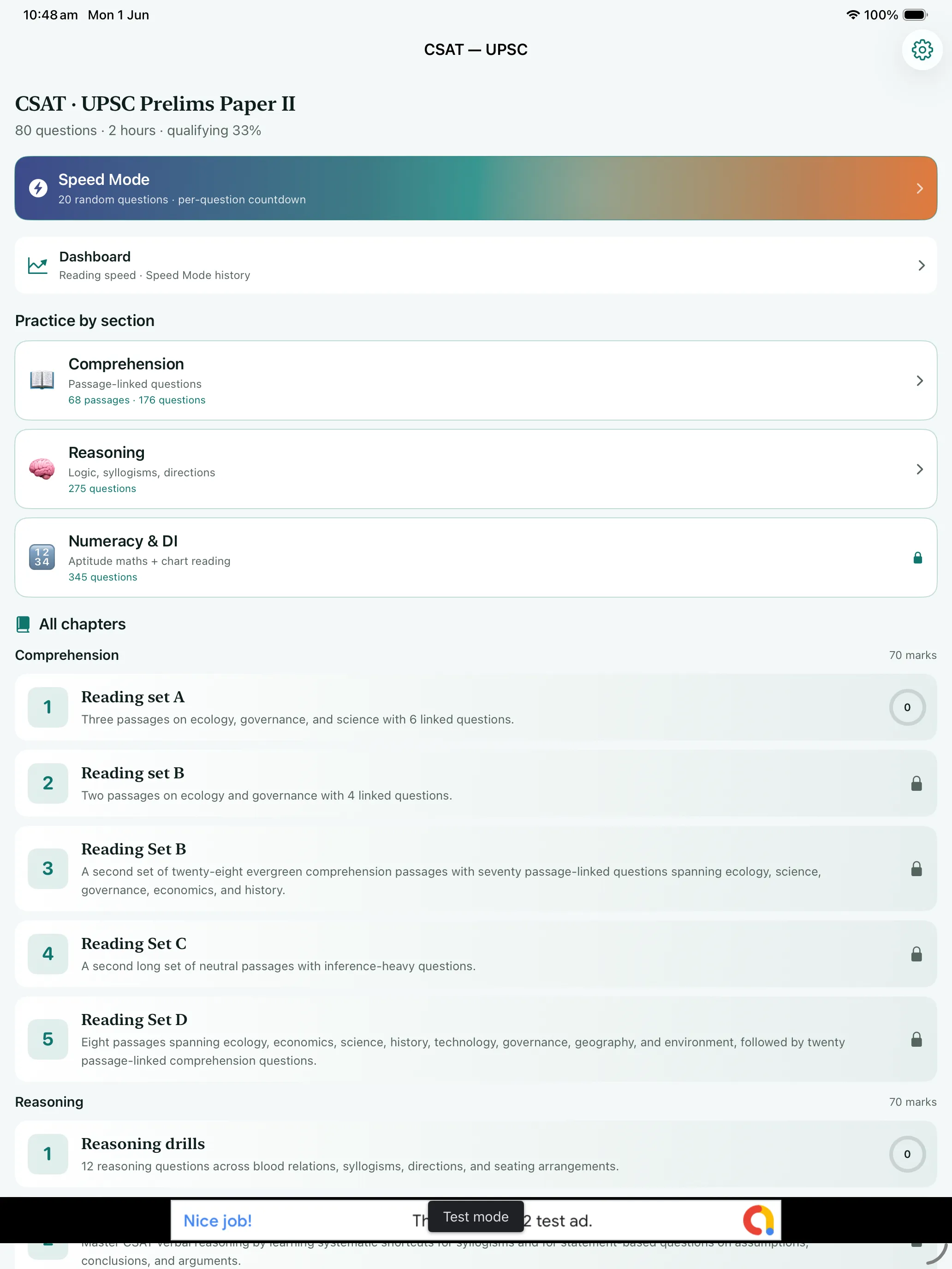 CSAT home on iPad
